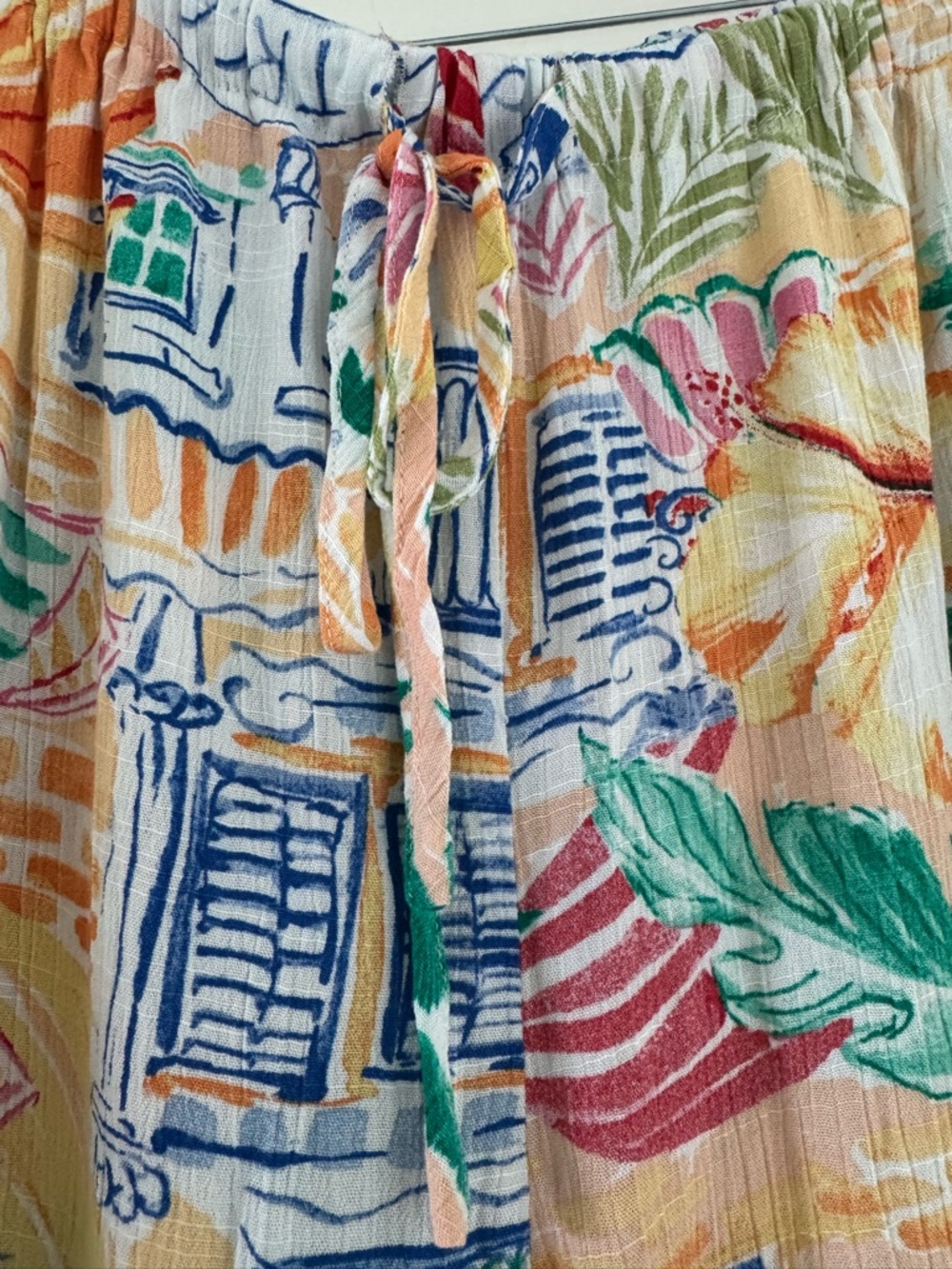 14 - NWT Tropical Print Wide-Leg Lounge Pants in Multicolor Size L | 100% Rayon - Picture 5 of 7